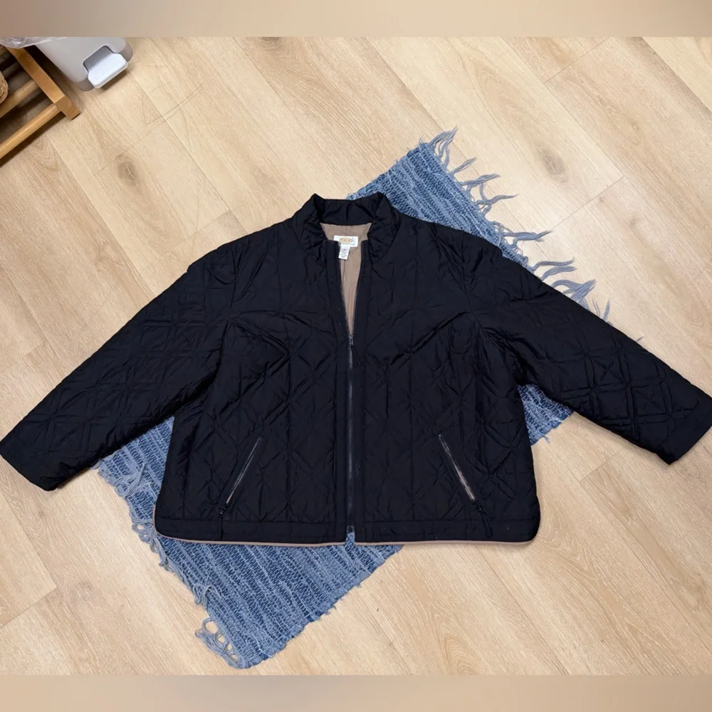 Talbots classic Casual Black Quilted Puffer Jacket plus 3X - Picture 3 of 10